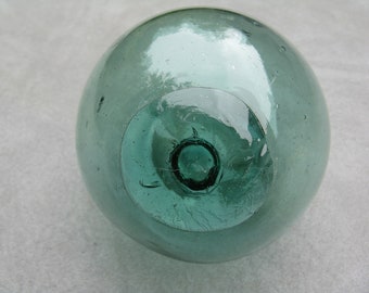 3.5&quot; Antique Japanese Glass Float: Blue Green Nautical Decor