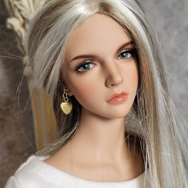 Doll Earrings, vintage gold heart, SD, MSD, BJD, ellowyne, iplehouse, fashion, smart, fid, sid, eid, yid, hid