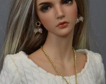 Doll Gold Jewelry Set Tassel Earrings 2 Necklaces Round Circle 3 piece Iplehouse EID HID sd BJD 13
