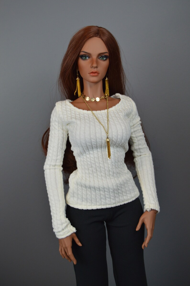 Doll Gold Jewelry Set Tassel Earrings 2 Necklaces Round Circle 3 piece Iplehouse EID HID sd BJD 13