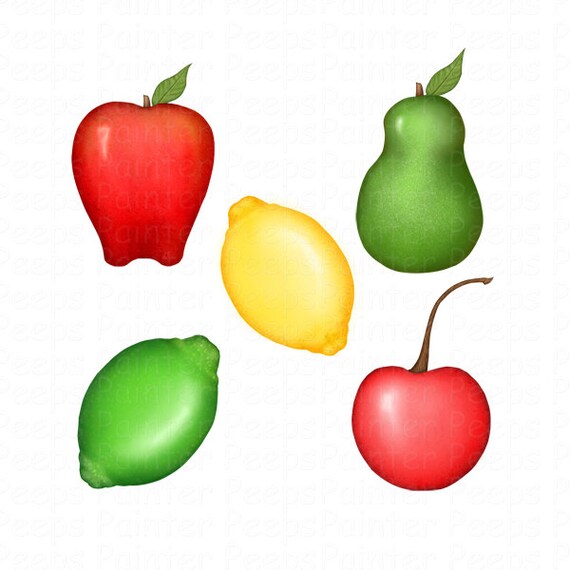 Items similar to Digital Clipart Fruit Clipart Digital Scrapbooking Fruit Illustration Cherry ...
