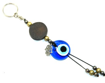 189-3cm Vidrio suerte mal de ojo 48cm-Hecho a Mano Nazar Boncuk Colgante Collar
