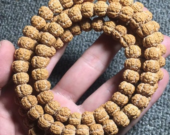 Free Delivery Nepal Vajra Bodhi Bracelet Blasting Double Dragon Pattern Beads Eight Petals Original Seeds Yellow Leather Tibetan bracelet