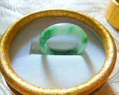 Free Delivery Natural AAA green jade flower jadeite jade charm luck saddle ring Custom us 6-8