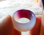 Free Delivery Natural AAA white purple jadeite jade charm luck saddle ring Custom us8-11