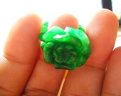 Free Delivery Natural AAA deep green jadeite jade charm luck elastic beads rose flower ring Custom us 6-10