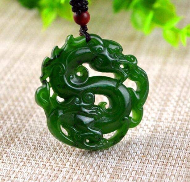 Free Delivery Natural green jade round 3D Hollow dragon luck | Etsy