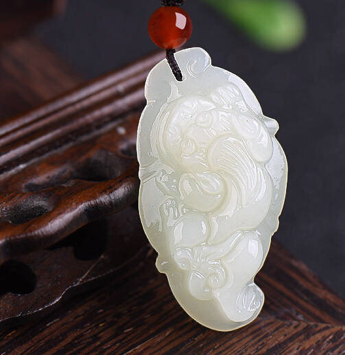 Free Delivery Natural ice kind of white jade dragon luck | Etsy