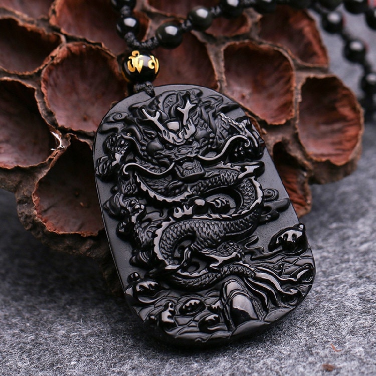 Free Delivery black obsidian dragon natural black obsidian | Etsy