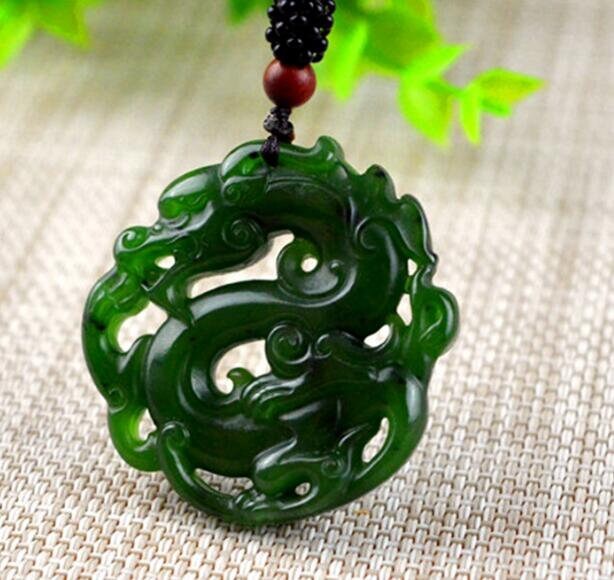 Free Delivery Natural green jade round 3D Hollow dragon luck | Etsy