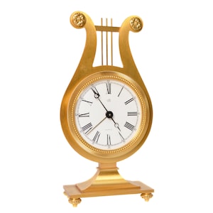 Lussuoso orologio UTI Lyre / Ottone spazzolato / Sveglia / Francia, anni '80