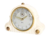 Art Deco Bakelite Alarm Clock SMI France 1930 39 s Cream coloured Brass Vintage