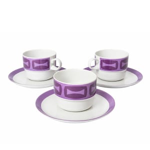 Vintage Schönwald “Form + Dekor” Tea Cup & Saucer / Quirky Pattern in Purple / 1970's MCM