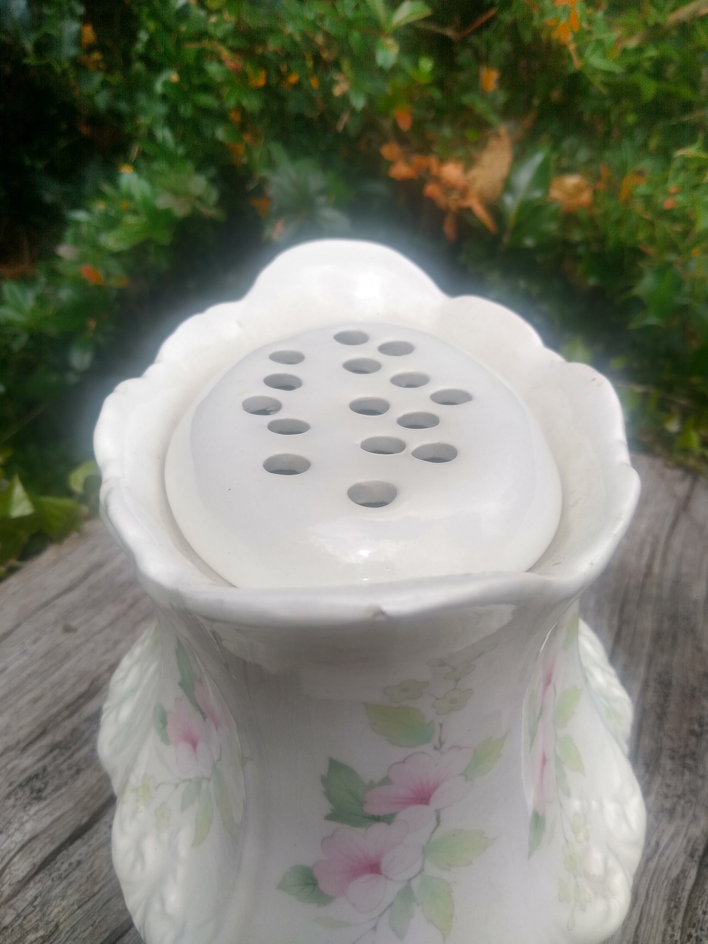 Vintage porcelain flower frog vase Etsy