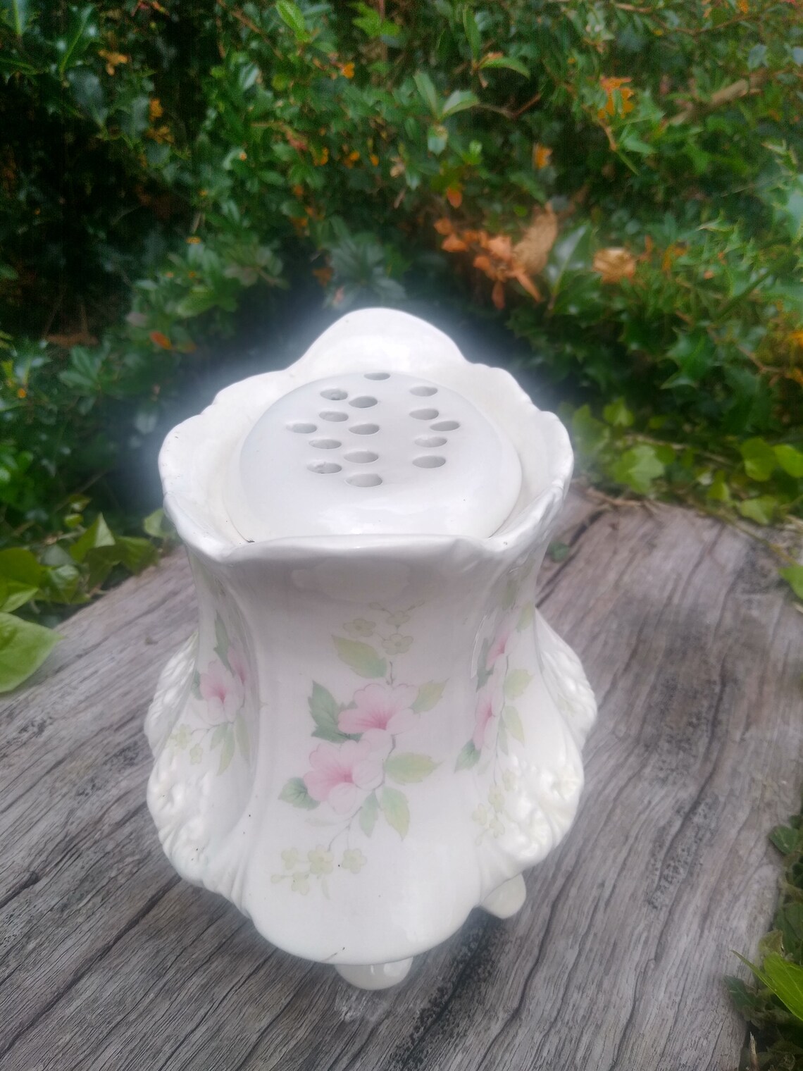 Vintage porcelain flower frog vase Etsy