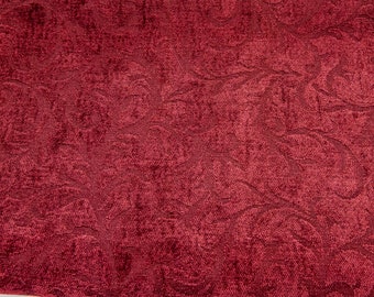 Two Yards of Fabric  in Soft Brushed Woven Burgundy Floral Impression, 28” Wide