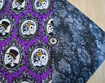 Halloween Table Runner, Topper, Scarf, Skeleton Portraits,  24 1/4" x 13 3/4" Handmade