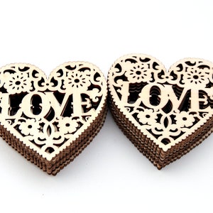 Unfinished Wood Heart Embellishments: Filigree LOVE Cutouts (Set of 11)