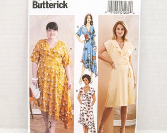 Wrap Dress Sewing Pattern, Misses and Women's in Plus Sizes 18W, 20W, 22W, 24W, Butterick B6675, Easy, Uncut, Factory Folded