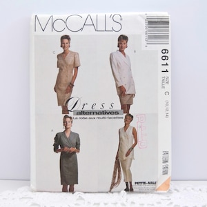 Dress, Jacket and Skirt Sewing Pattern, Unlined Two Lengths, Misses Sizes 10, 12, 14, Petite-able,  McCall’s 6611, Uncut