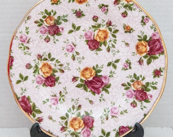 Royal Albert Old Country Roses Soft Pink Lace 8” Dessert/Salad Plate, Vintage
