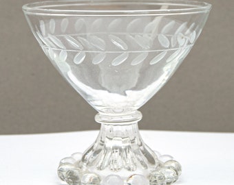 Sherbet | Champagne Glass, Berwick Boopie Etched Laurel Pattern, 1950s Anchor Hocking