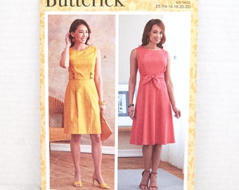 Sleeveless Dress Sewing Pattern, with A-B, C, D Cups in Misses Sizes 14, 16, 18, 20, 22, Butterick B6676,  Uncut, Factory Folded