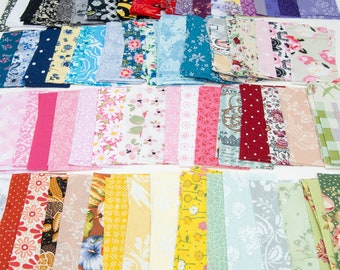 288 Cotton Fabric Squares 2” x 4” Hand Cut, Assorted Colors