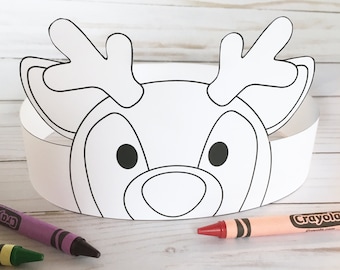 Reindeer Paper Crown COLOR YOUR OWN - Printable