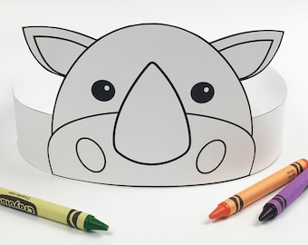 Rhino Paper Crown COLOR YOUR OWN - Printable