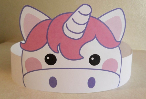 unicorn paper crown printable etsy
