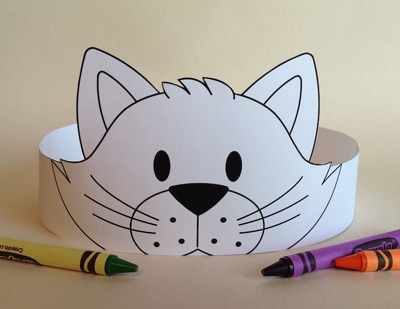 Cat Crown COLOR YOUR OWN Printable Etsy