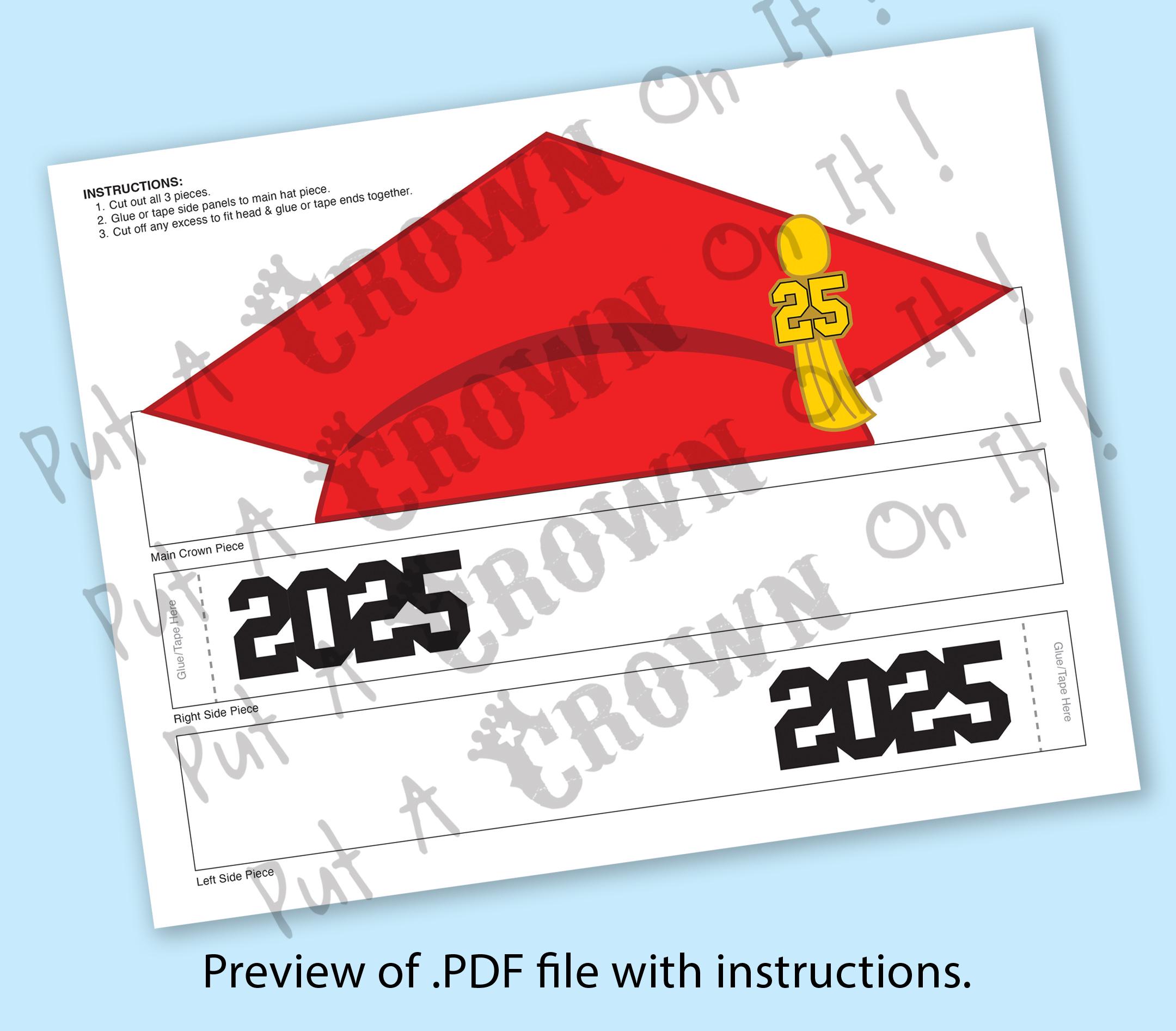 Grad Cap Red Paper Crown - Printable - Etsy