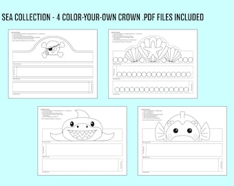 Sea - Multi-Pack COLOR YOUR OWN Crown - Printables