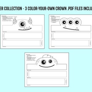 Monster - Multi-Pack COLOR YOUR OWN Crown - Printables