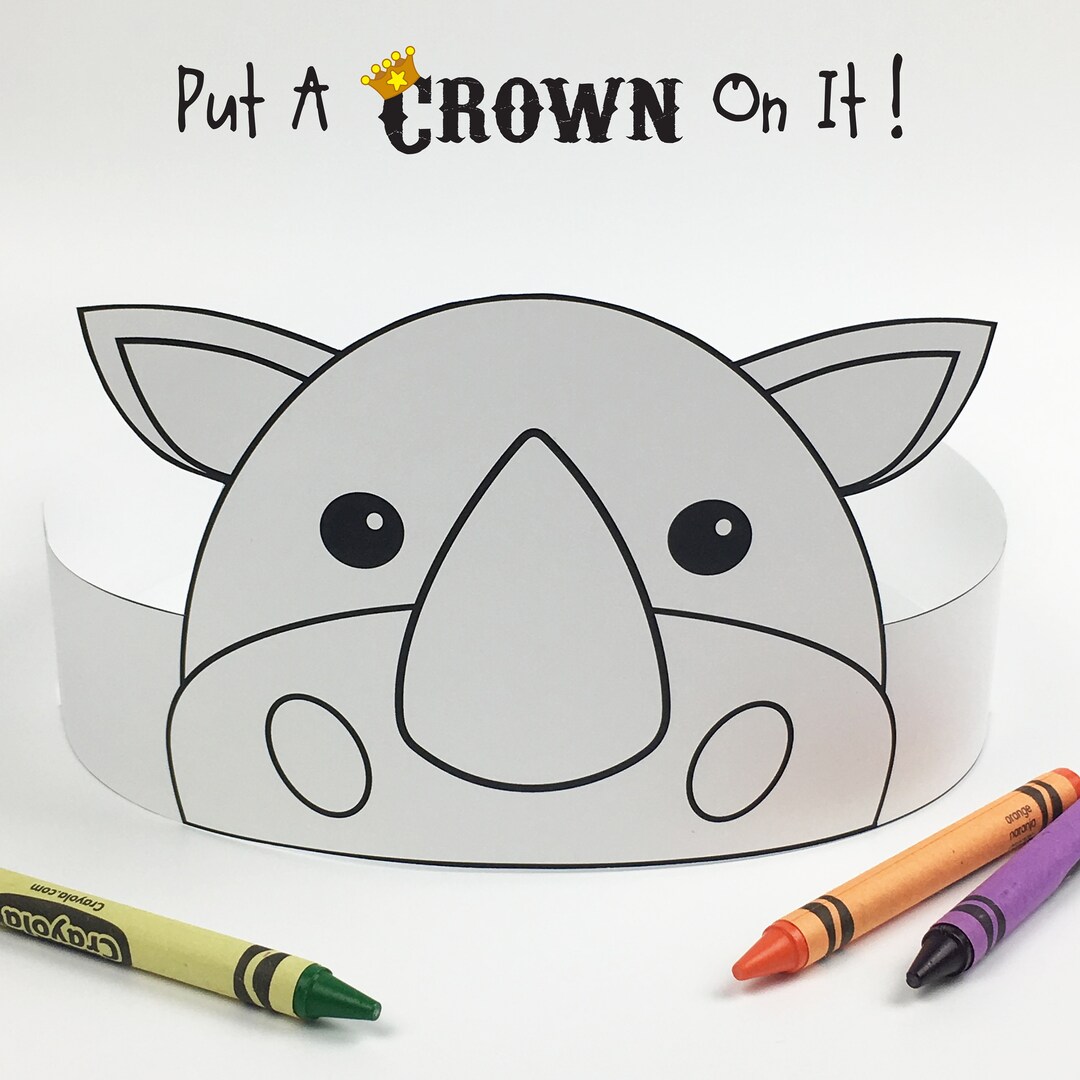 Rhino Paper Crown COLOR YOUR OWN - Printable - Etsy