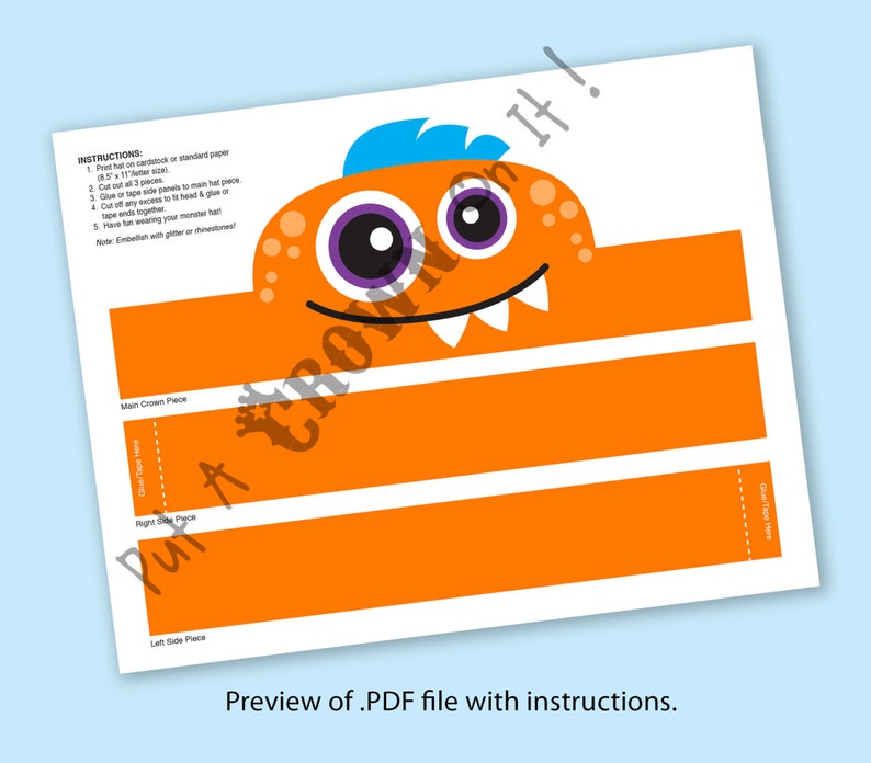 Orange Monster Paper Crown Printable image 2