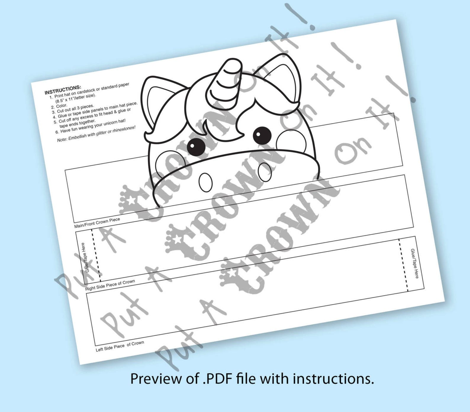 Unicorn Paper Crown COLOR YOUR OWN Printable | Etsy