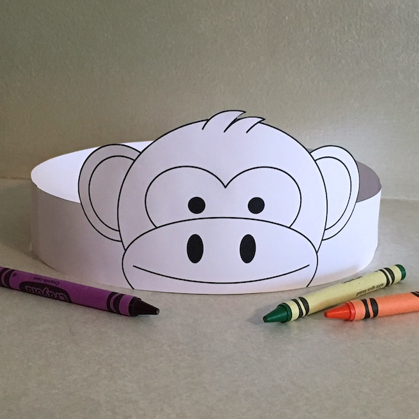 Monkey Paper Crown COLOR YOUR OWN - Printable