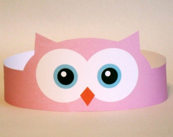 Owl Pink Paper Crown - Printable