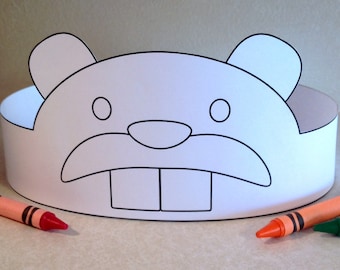 Beaver Paper Crown COLOR YOUR OWN - Printable