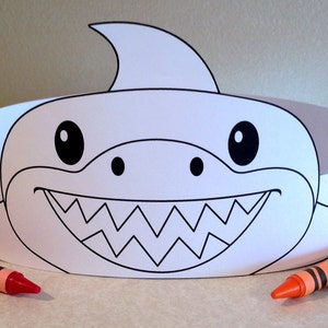 Shark Paper Crown COLOR YOUR OWN - Printable