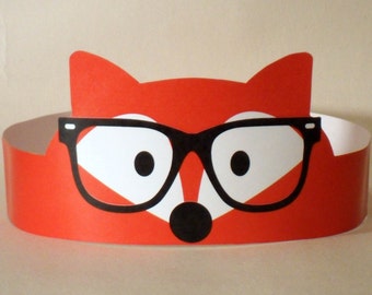 Hipster Fox Paper Crown - Printable