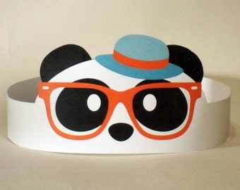 Hipster Panda Paper Crown - Printable