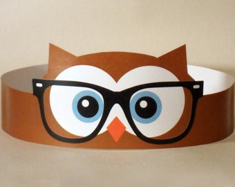 Hipster Owl Paper Crown - Printable