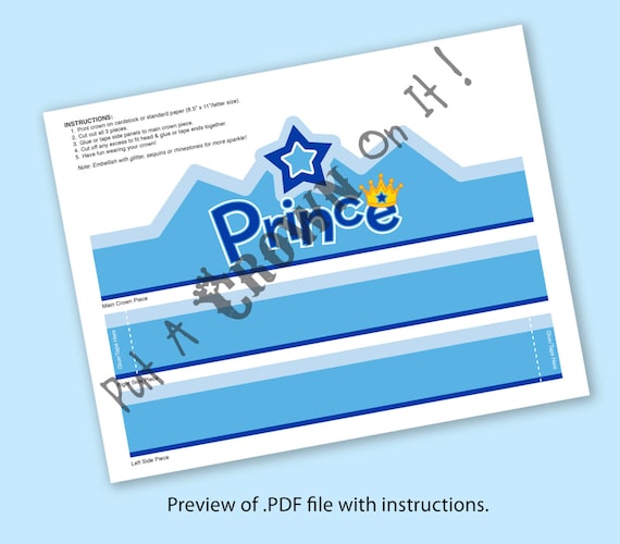 Prince Color Template Blue Prince Crown Template Prince Crown Blue Background Vector Images