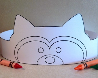 Raccoon Paper Crown COLOR YOUR OWN - Printable