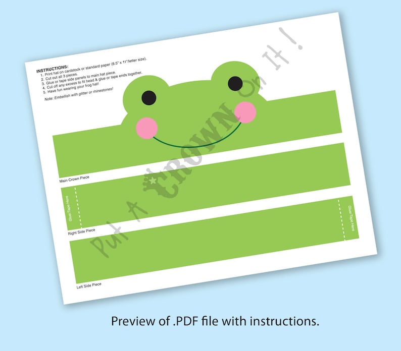 Frog Paper Crown Printable - Etsy