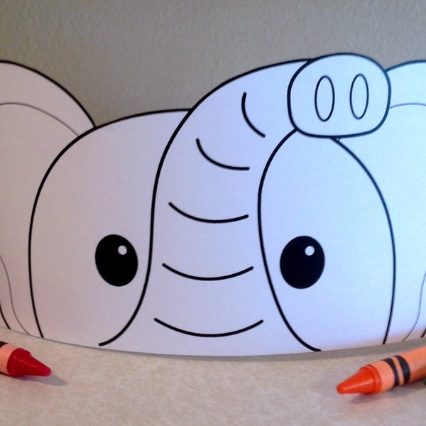 Elephant Paper Crown COLOR YOUR OWN - Printable