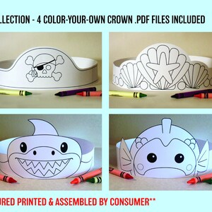 Sea - Multi-pack COLOR YOUR OWN Crown - Printables - Etsy